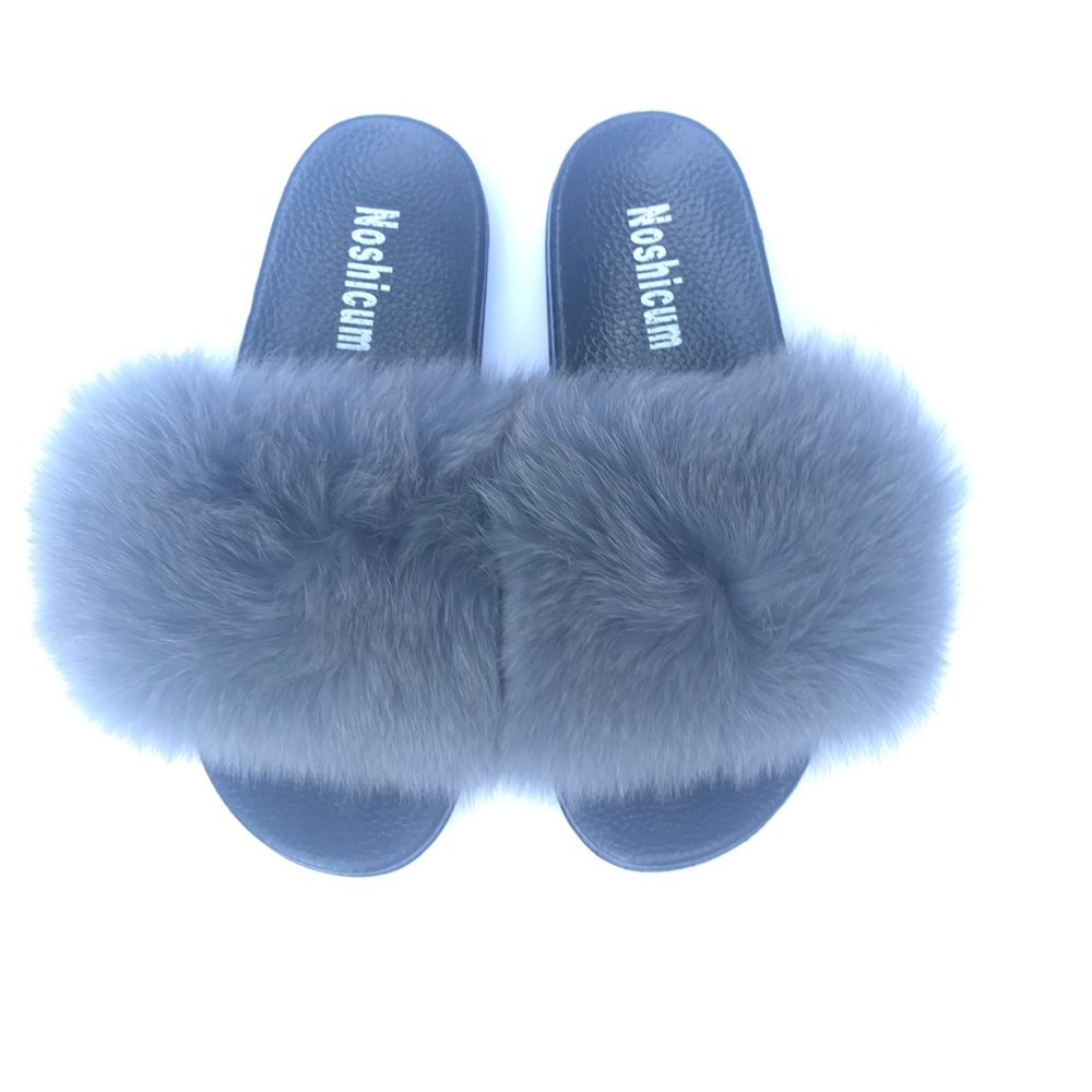 Gray Raccon Fur slides - Picture 3 of 8